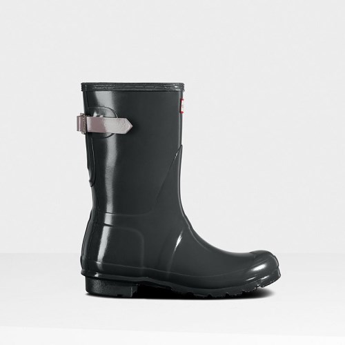 Hunter Original Back Adjustable Gloss Short Rain Boots For Womens - NZ N9643